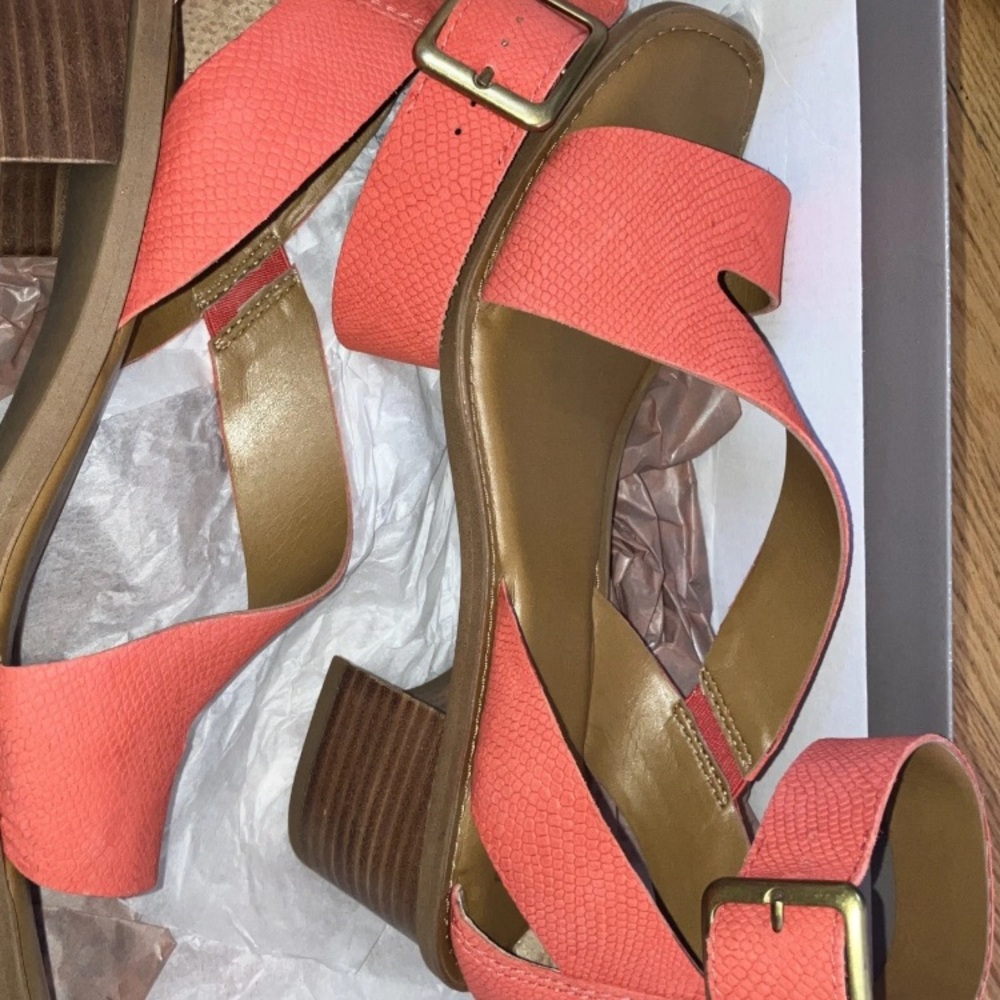 Franco Sarto Pink Platform Sandals with Chunky Heel